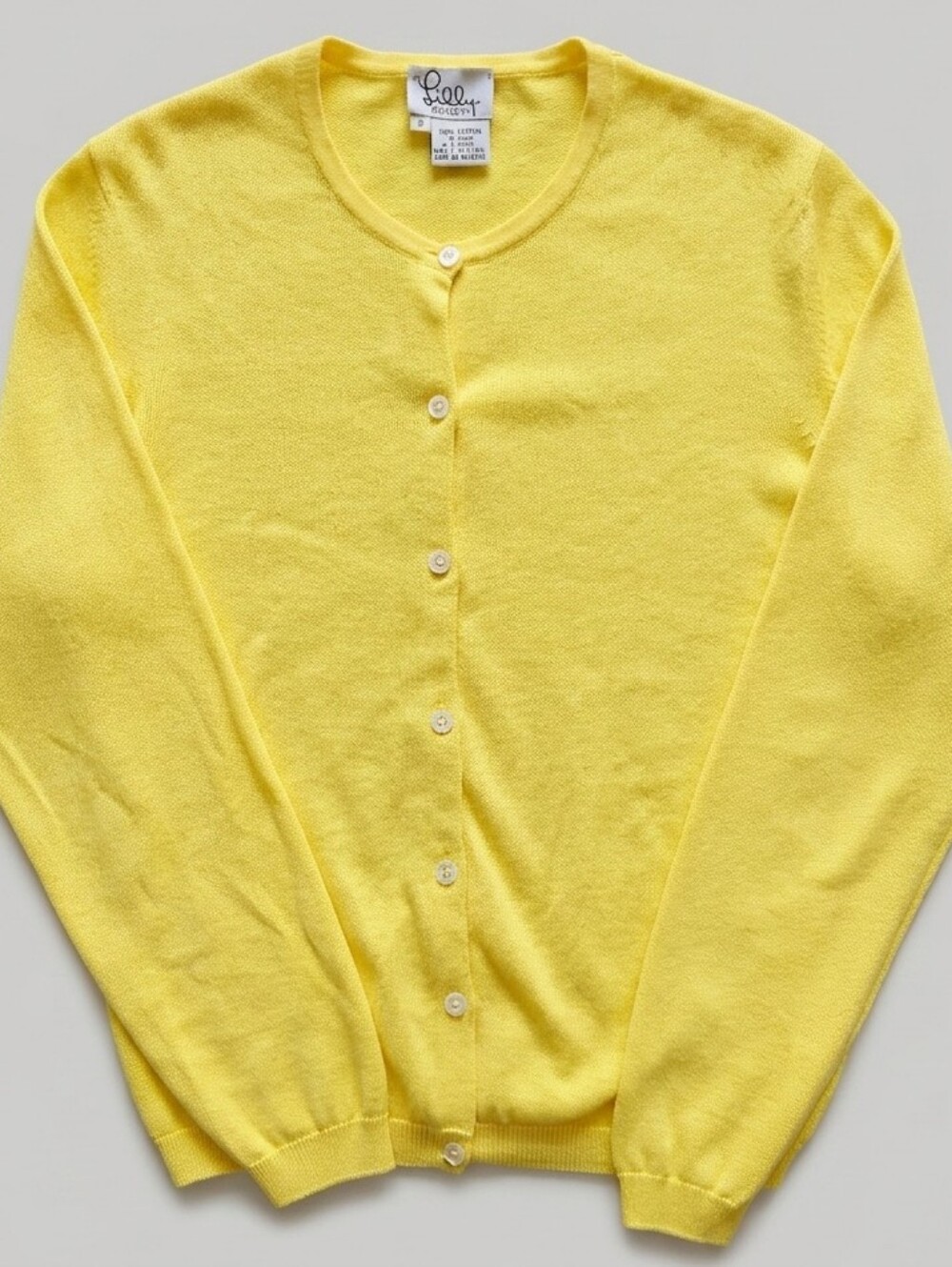 Vtg Lilly Pulitzer White Label Yellow Cotton Cardigan Sweater S Preppy Old Money